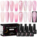 MEET ACROSS Gel Nail Polish Set, 8 Colors, UV/LED Soak Off (Pink, 8pcs)