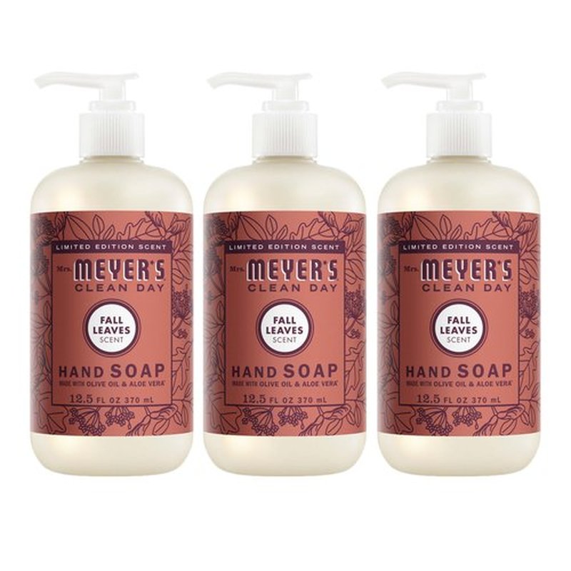 Mrs. MEYER'S CLEAN DAY Hand Soap, Fall Leaves Scent, 12.5 Fl Oz Bottle - 3 Pack