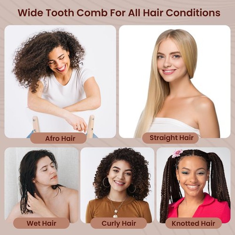 Controlled Chaos Peachwood Anti Static Detangling Comb for Curly Hair Scalp Massaging Comb for Men, Women & Kids