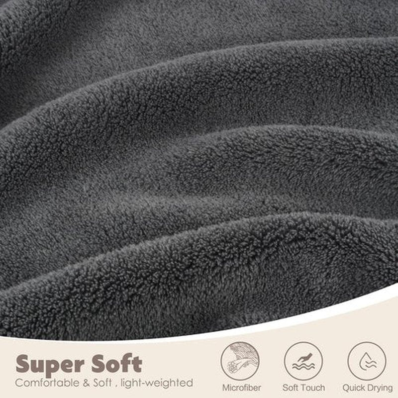 SUNLAND Women Hair Drying Towel and Microfiber Bath Towel Wrap,Adjustable Soft Body Wraps Dress with Hair Towels, Super Absorbent to Quick Drying 32 Inch x 60 Inch Dark Grey