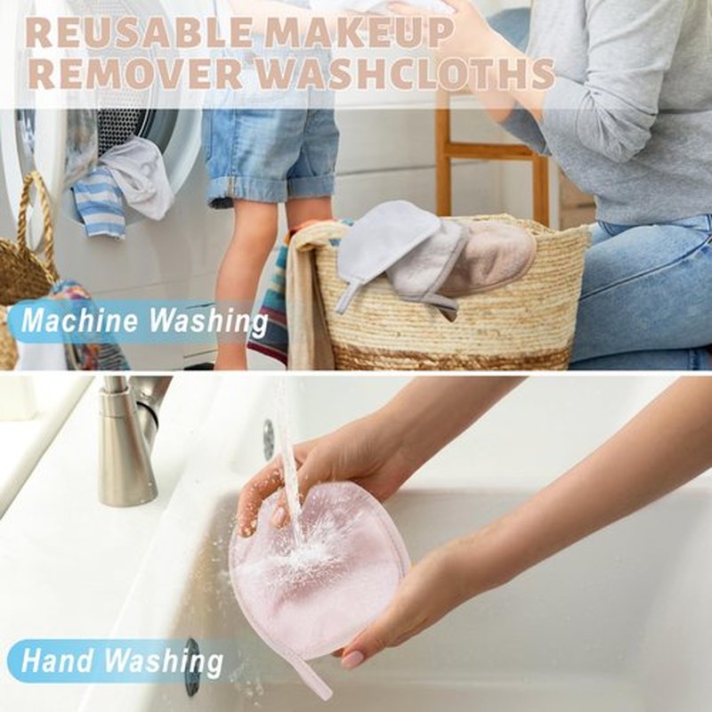 15 Pcs Reusable Makeup Remover Cloths, Ultra Soft Makeup Eraser Cloths for Face, Microfiber Makeup Remover Towels for All Skin Types, 5" x 5", Multicolor