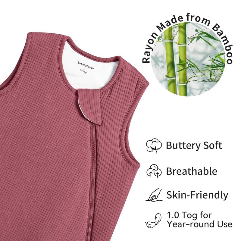 BubblePanda Bamboo Sleep Sack - Breathable 1.0 Tog Newborn Infant Wearable Blanket | 0-6 Months