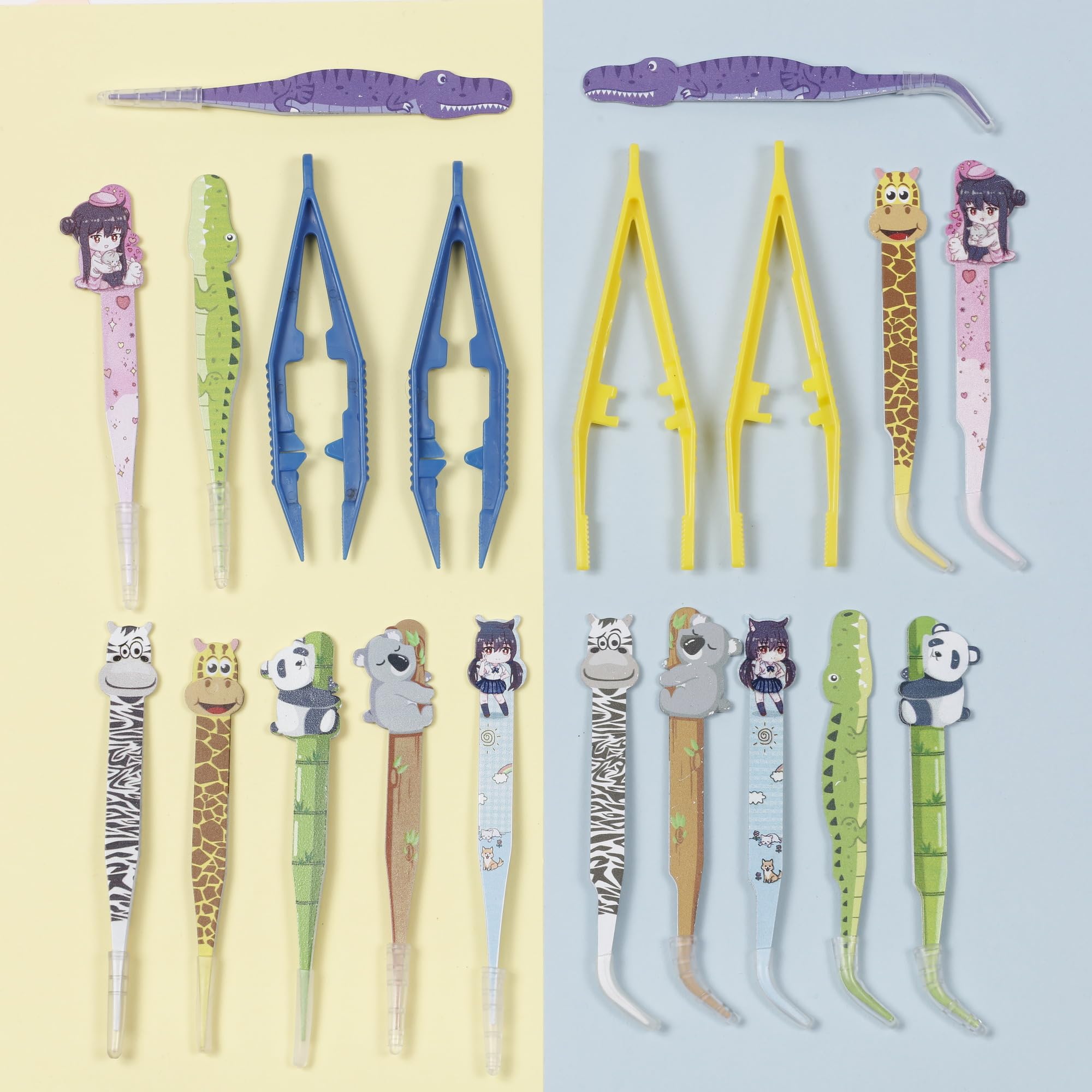 Incraftables Craft Tweezers - 20 Pieces – Fun Metal & Plastic Tweezers - Animal Shape Crafting Tongs for DIY Bead Jewelry Making Beading Project
