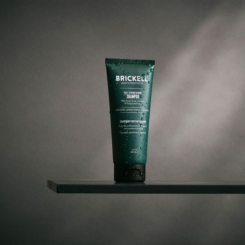 Brickell Men's Products Daily Strengthening Shampoo - Natural Mint & Tea Tree Oil for Itchy Scalp | 3.4 Oz