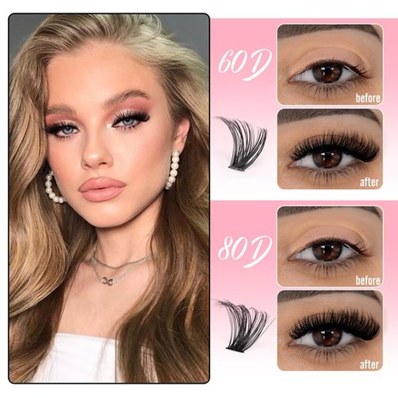 Boahankuke 640PCS Lash Clusters Kit DIY Lash Extension Kit D Curl Volume Eyelash Extensions Individual Lashes Kit with Lash Bond and Seal, Tweezers (60D 8-16mm, 80D 10-18mm) by Boahankuke
