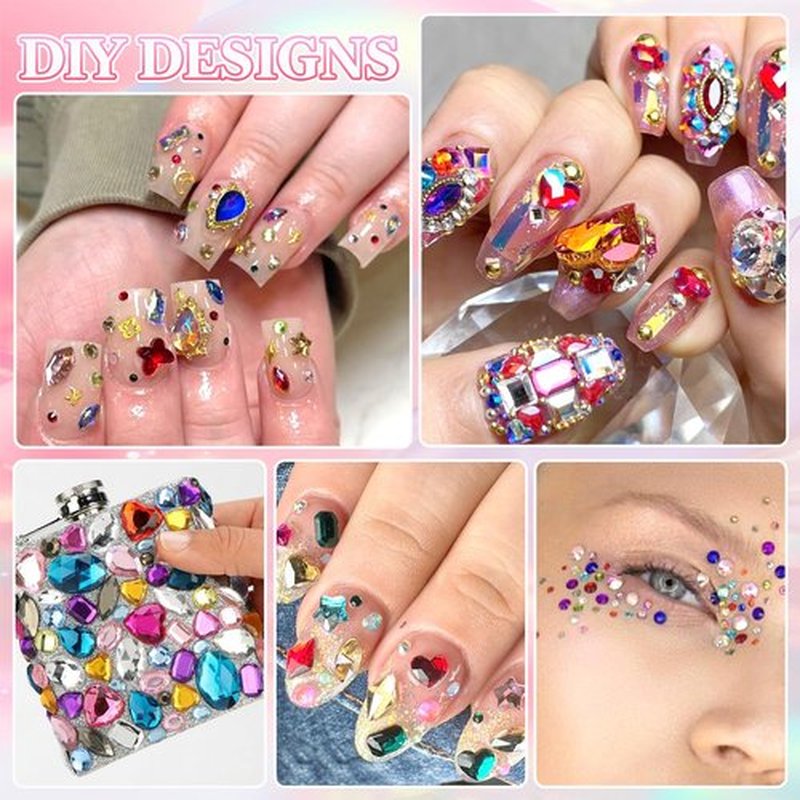 24 Grids Color Resin Rhinestones for Crafting, Color Nail Art Rhinestones, Multi Shapes Sizes Bedazzling Gems Rhinestones for DIY Crafts Clothing Tumblers Shoes Fabric Nail Art