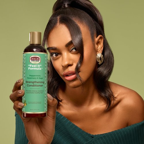 African Pride Feel It Formula Strengthening Conditioner | Deep Conditioner & Hair Mask with Peppermint, Rosemary & Sage | Hydrates, Promotes Hair Growth, Frizz Control | 12 oz