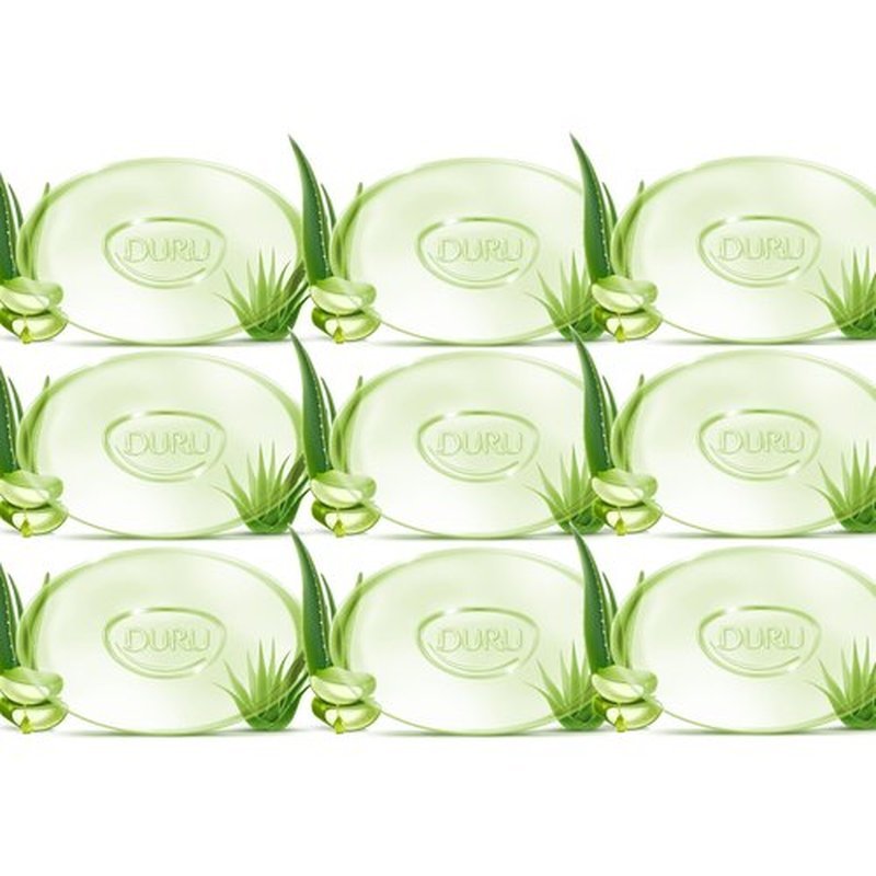 Duru Aloe Vera Glycerin Bar Soap - Vegan Transparent Cleansing Bar Moisturizing Sensitive Skin Wash for Women and Men Plant Based - 9 Pack