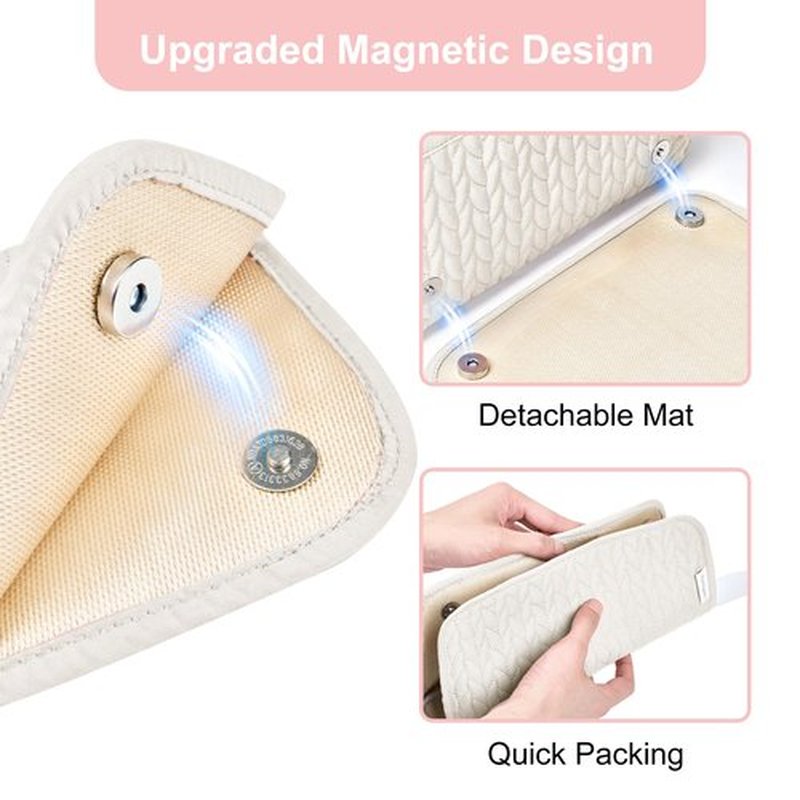 Hair Tools Travel Bag Karsyon Heat Resistant Mat Case Hot Tools Straightener, Curling Iron,Hair Dryers,Haircare Accessories Travel Essentials for Women 2 in 1 Organizer Bags(Beige)