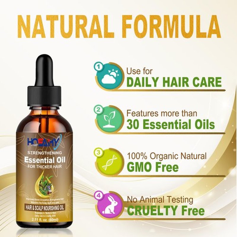 Hair Growth Oil Serum - Lightweight Hair Oil with Biotin,Castor & Rosemary for Thinning Hair - Visibly Thickening Treatment to Reduce Shedding,Hair Frizzy & Nourish Scalp - For Women & Men,60ml