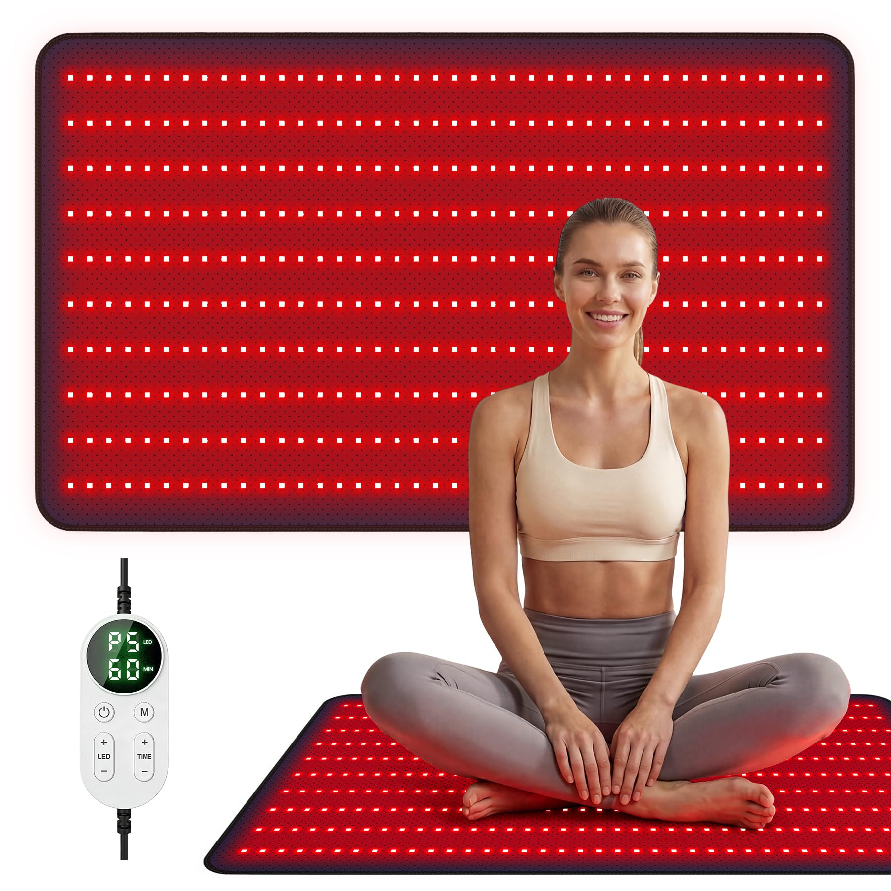 39.37"*23.62" Red Light Therapy Mat for Full Body,400 LEDs Near Infrared Light Therapy Pad,660nm & 850nm Light Blanket for Back，Belly， Knee， Waist ，Leg ，Joint Muscle