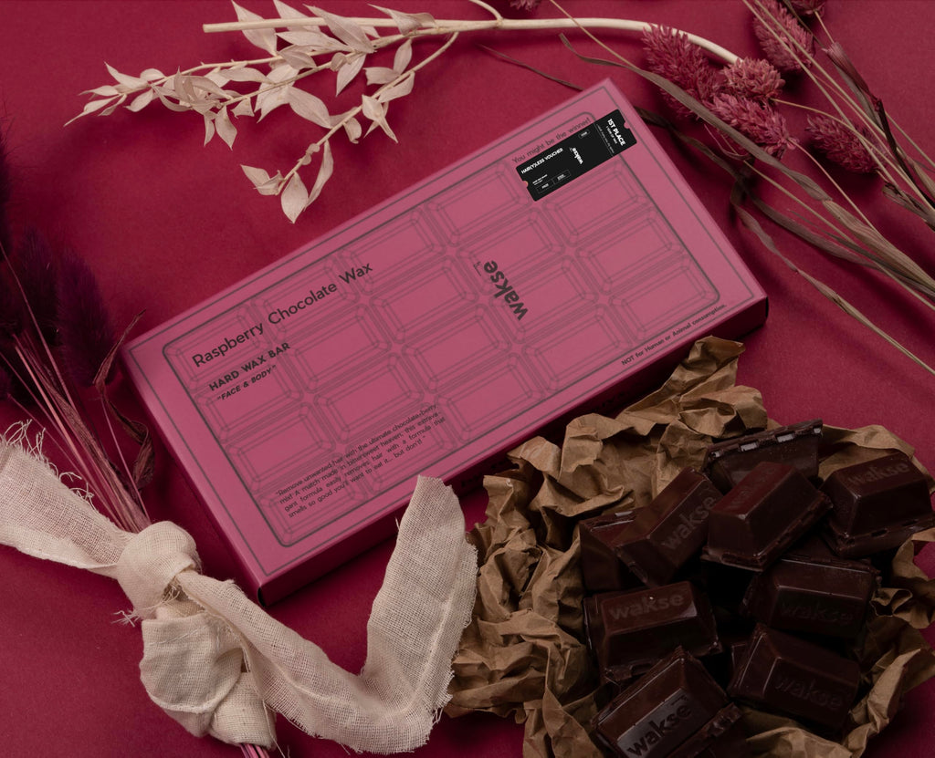 wakse Raspberry Chocolate Hard Wax Bar, For Face and Body Hair Removal, 8oz
