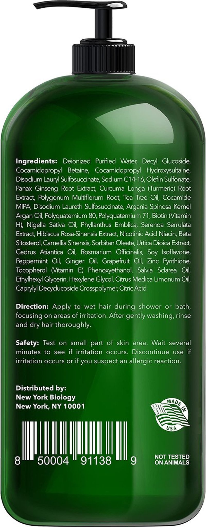 New York Biology Tea Tree Shampoo – Deep Cleanser – Relief for Dandruff and Dry Itchy Scalp – Therapeutic Grade - Helps Promote Hair Growth – 16.9 fl Oz