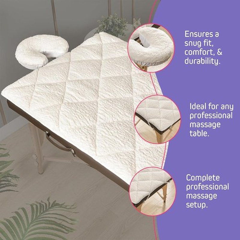 Regine Switzerland Double-Sided Massage Table Pad - Plush Fleece & Microfiber Cover, 76"x34", White