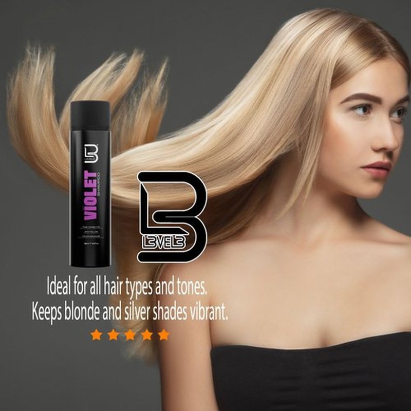 L3 Level 3 Violet Shampoo with Color Protection - Moisture Balance - Hair Repair and Strengthen - 9.47 Fl Oz