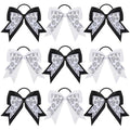 WILLBOND 10 Pcs Soccer Tennis Volleyball Hair Bows Elastic Sport Hair Tie Ponytail Holder Scrunchies Accessories Team gifts (Volleyball Style,Black,White)
