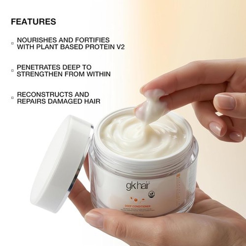 GK HAIR Vegan Deep Conditioner Hair Masque - Hydrating Jojoba Oil & Natural Grain Extracts, 7.05 Oz