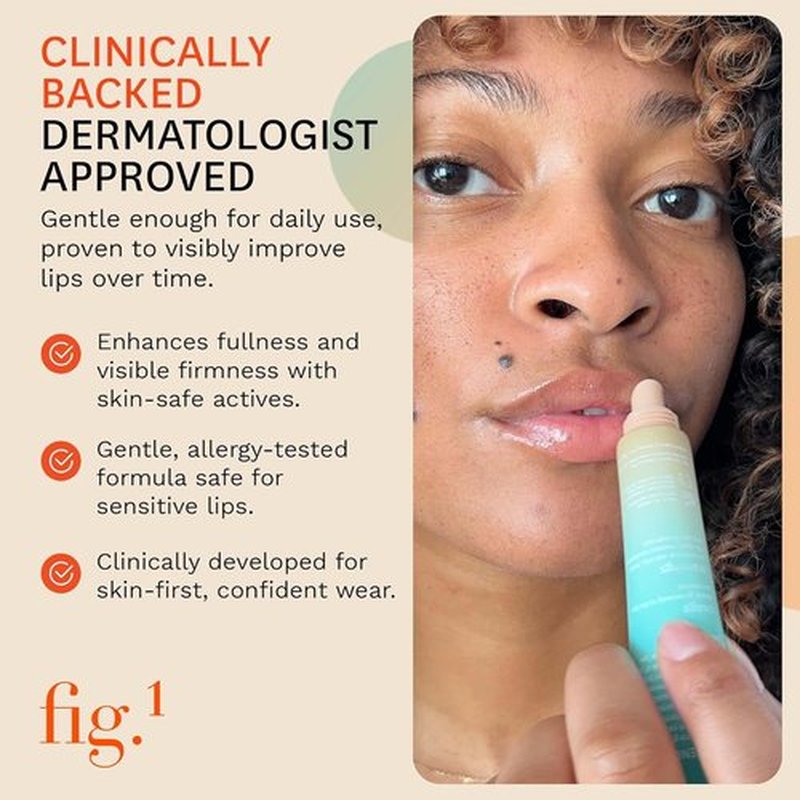 Fig.1 Peptide Plump Lip Oil - Hydrating Lip Gloss with Hyaluronic Acid & Vegan Squalane | Non-Sticky, 0.5 fl oz