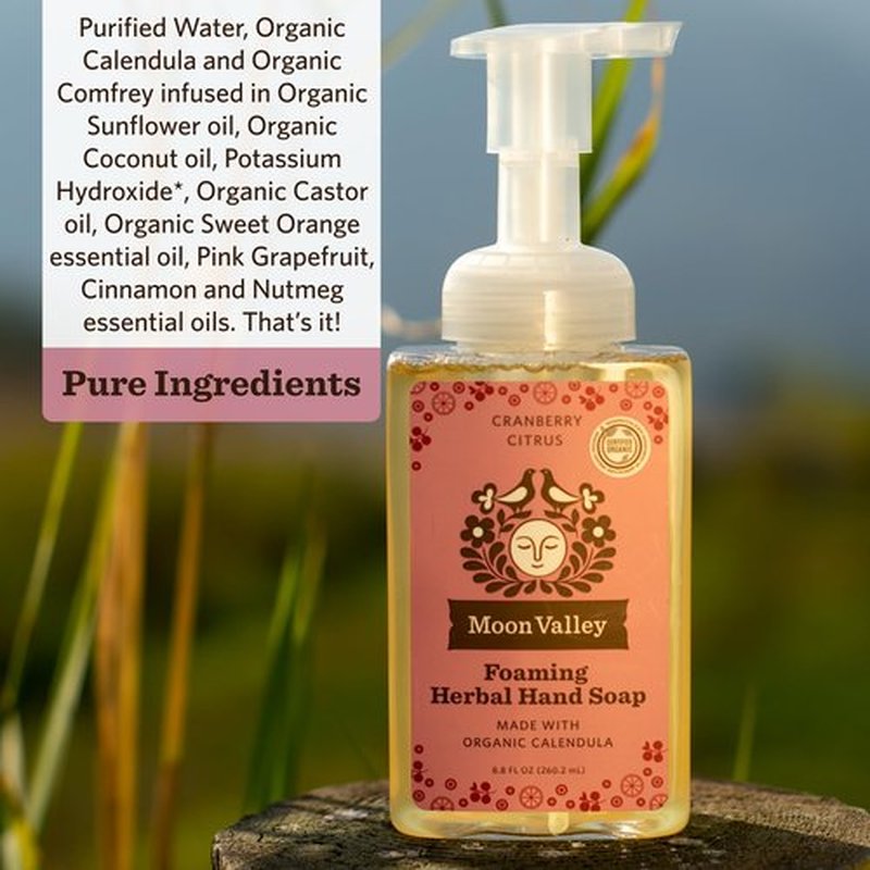 Moon Valley Herbal Foaming Hand Soap, Vegan (Cranberry Citrus, Recyclable Bottle)