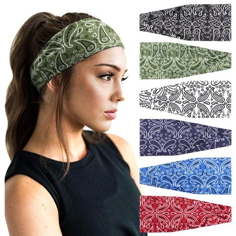 DRESHOW Yoga Sports Headbands for Women Elastic Non-Slip Headbands Workout Running Hair Bands 6 Pack