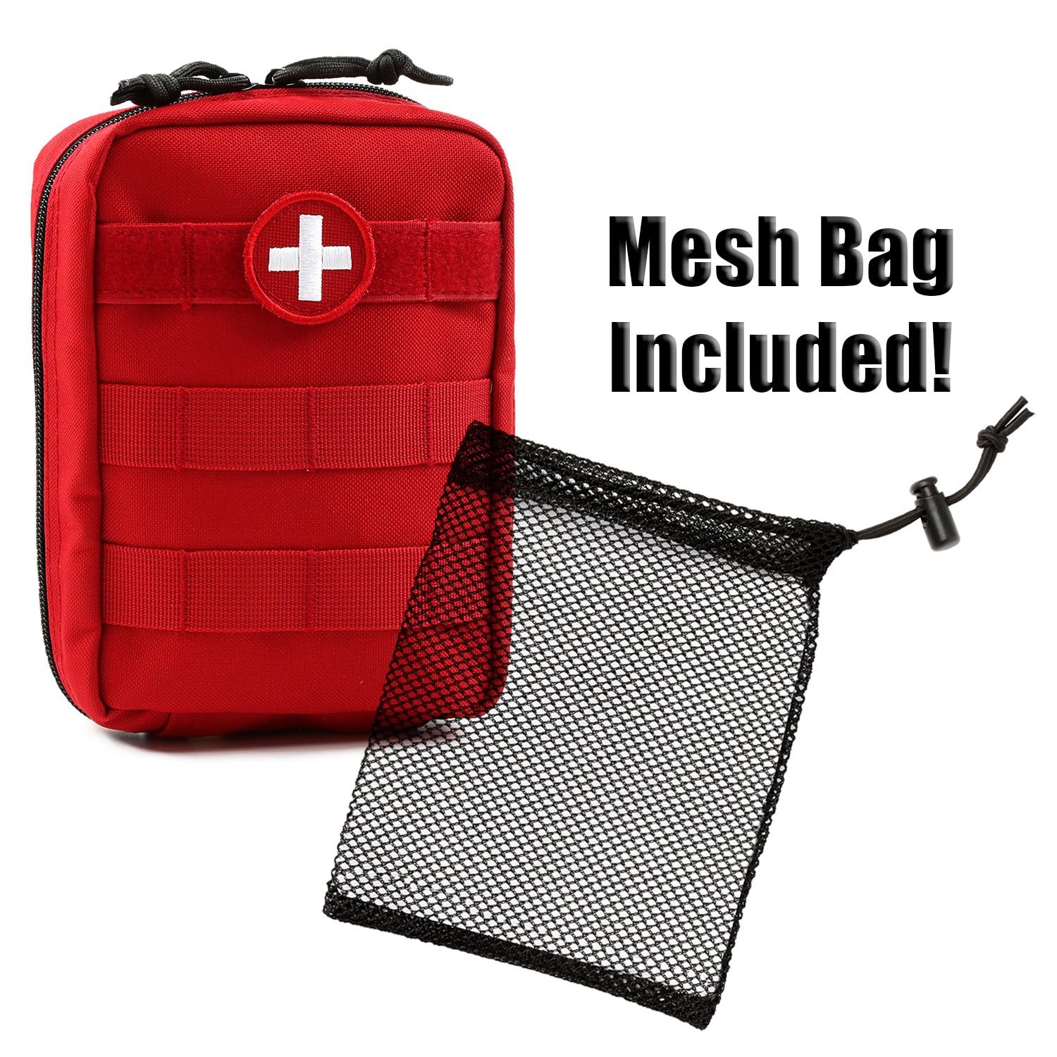 Orca Tactical First Aid Molle Medical Pouch- Heavy Duty IFAK Pouch - Empty Medical Organizer for Military, EMTs, Law Enforcement, Camping, Hiking (Red)