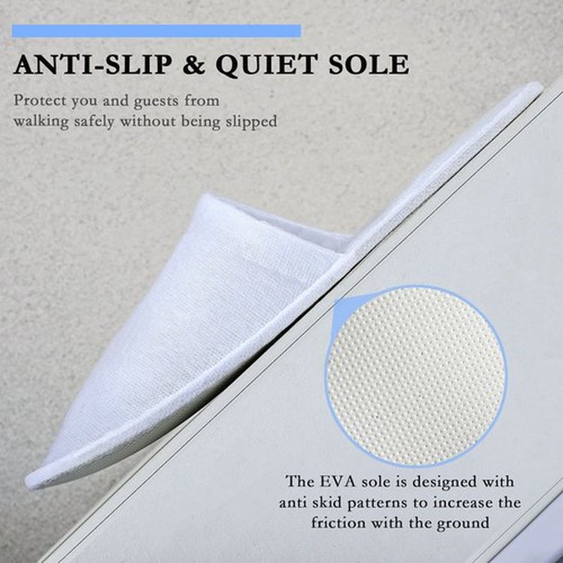SATINIOR 30 Pairs Disposable Slippers, White, Medium, Unisex-Adults, Closed Toe, Non-Slip, Spa, Hotel, Travel, Home, Sanitary, Breathable, Fleece Cloth, EVA