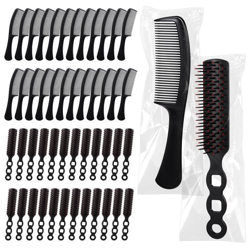 50 Pcs Hair Brushes and Combs Set for Homeless Individually Wrapped Bulk Hair Brush and Comb Set for Women Hotel Homeless Charity