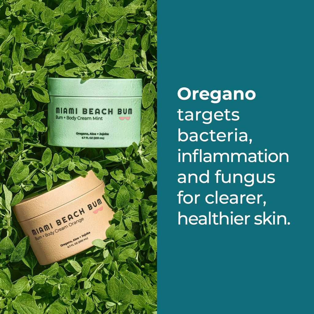 Miami Beach Bum Bum + Body Cream Orange, Oregano Bum Bum Cream For Body Acne & Razor Bumps, pH-Balanced Moisturizer, 6.7 oz