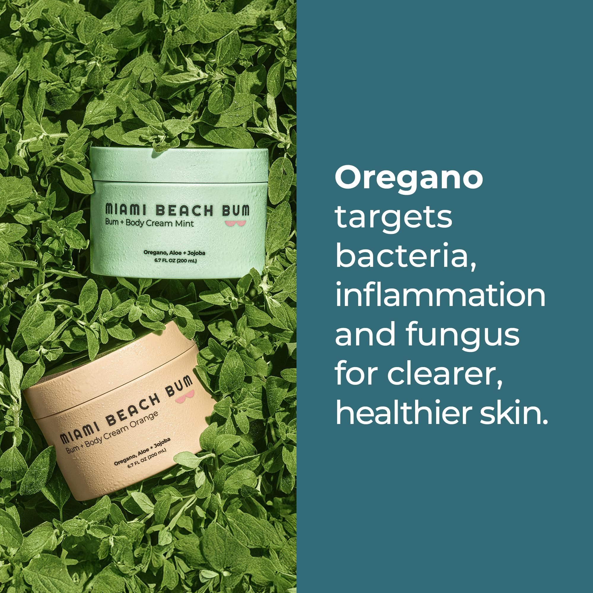 Miami Beach Bum Bum + Body Cream Orange, Oregano Bum Bum Cream For Body Acne & Razor Bumps, pH-Balanced Moisturizer, 6.7 oz