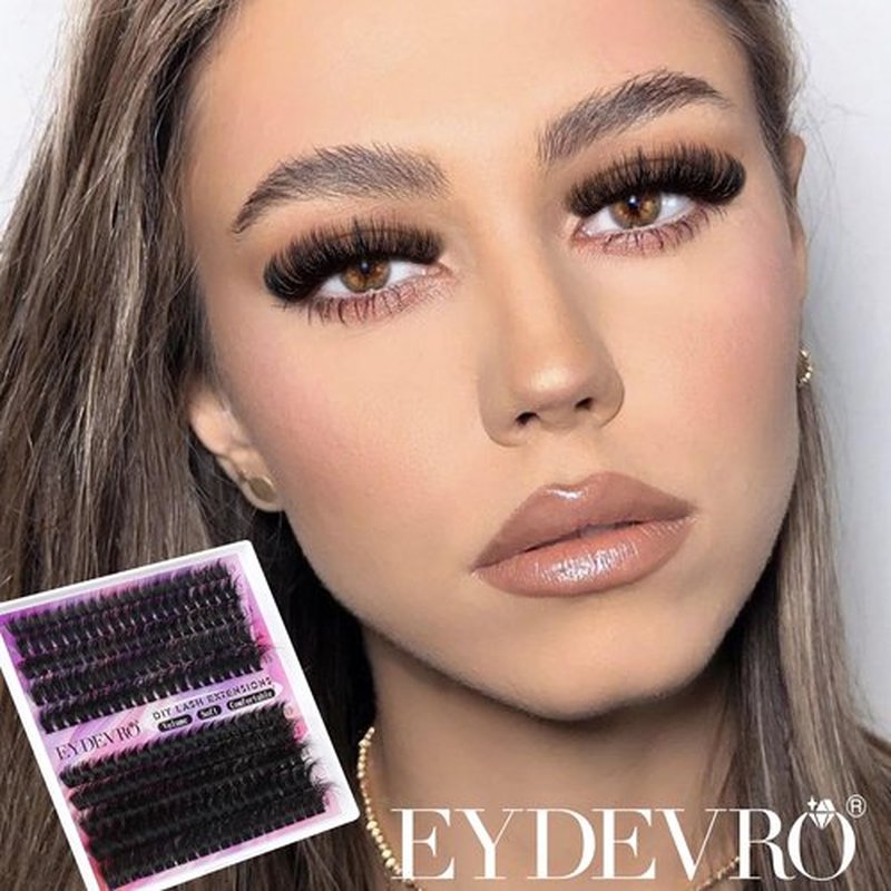 Eyelash Extension Kit Thick Lash Extension Kit D Curvature Lash Clusters Kit Volume Individual Lashes 200 Pcs DIY Lash Extension Kit with Lash Bond and Seal Lash Tweezers (60D80D,10-18mm) by EYDEVRO