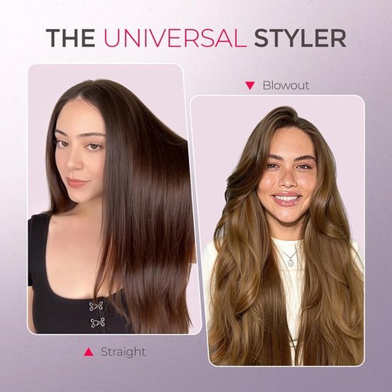 TYMO Ring Hair Straightener Brush - Fast Heating Hair Straightening Iron with Comb, 5 Temp Settings, Sakura Pink