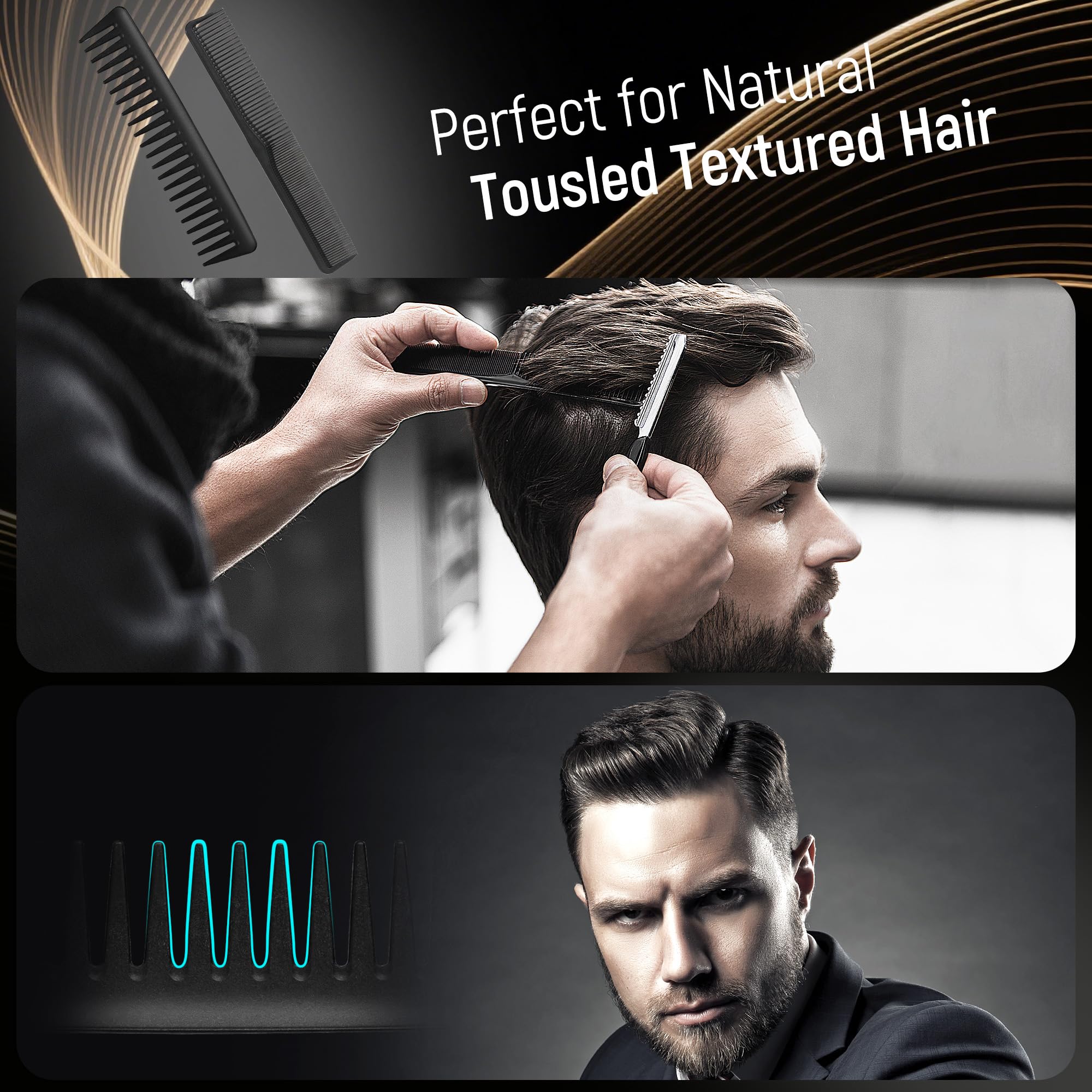 SALONSILK Hair Brush for Men, Men Hair Brush & Styling Comb Set