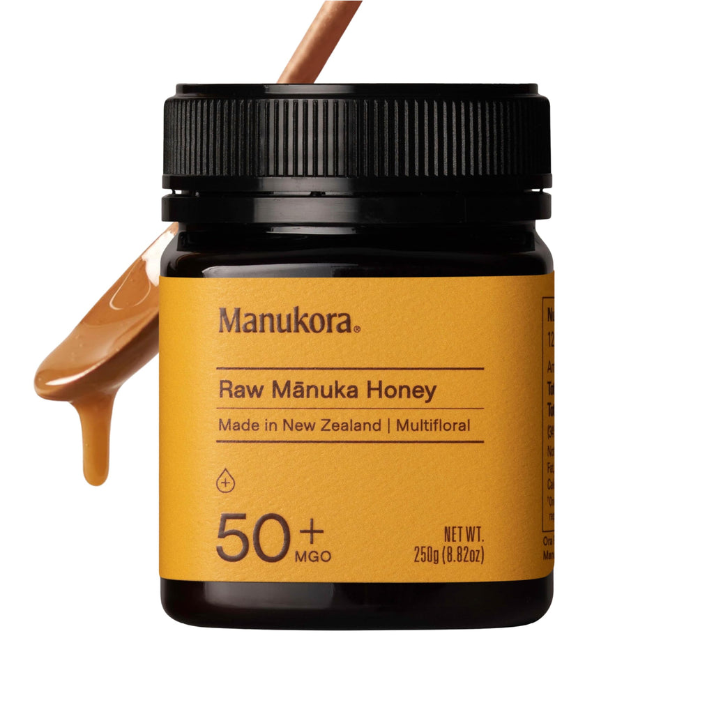 Manukora Raw Manuka Honey MGO 50+, New Zealand Honey, Superfood, 2000+ Natural Compounds, Non-GMO, 3rd-Party Tested, Glyphosate Residue Free, Traceable Hive-to-Hand, Immune and Daily Wellness Support, 250g