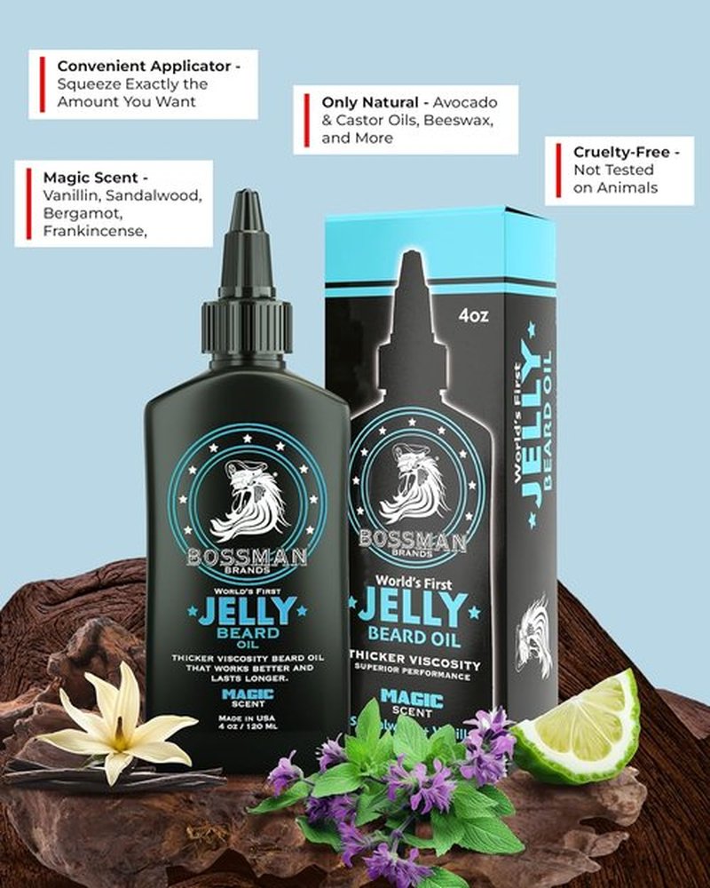 Bossman Jelly Beard Oil - Magic Scent for Men | Softens, Moisturizes & Conditions (4 oz)