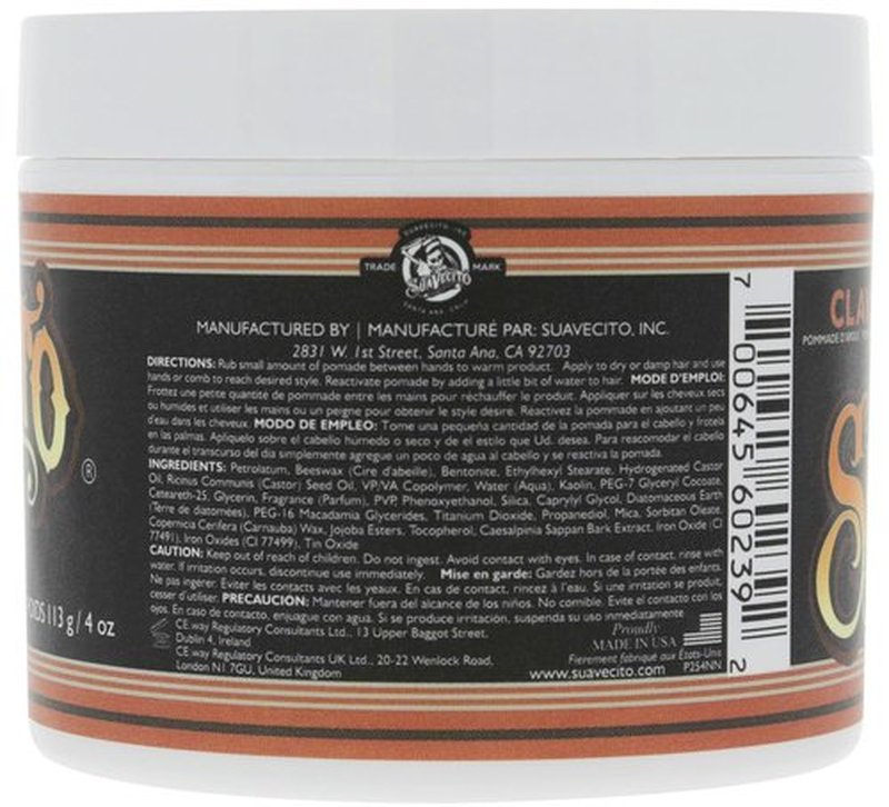 Suavecito Pomade Firme Clay for Men - Strong Hold & Low Shine Matte Finish - 4 oz Professional Hair Styling Clay