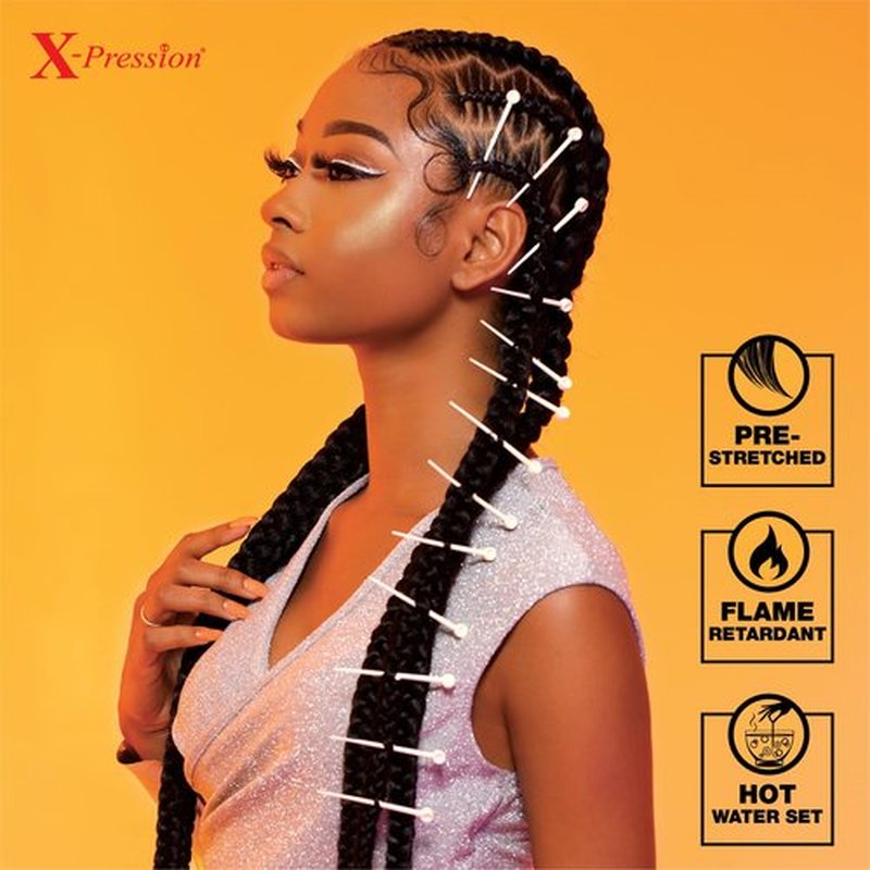 Sensationnel X-pression prestretched braiding hair - 3x braid 58 inch all kanekalon flame retardant synthetic braid for box braids and twists (1 pack, 27/30/613)