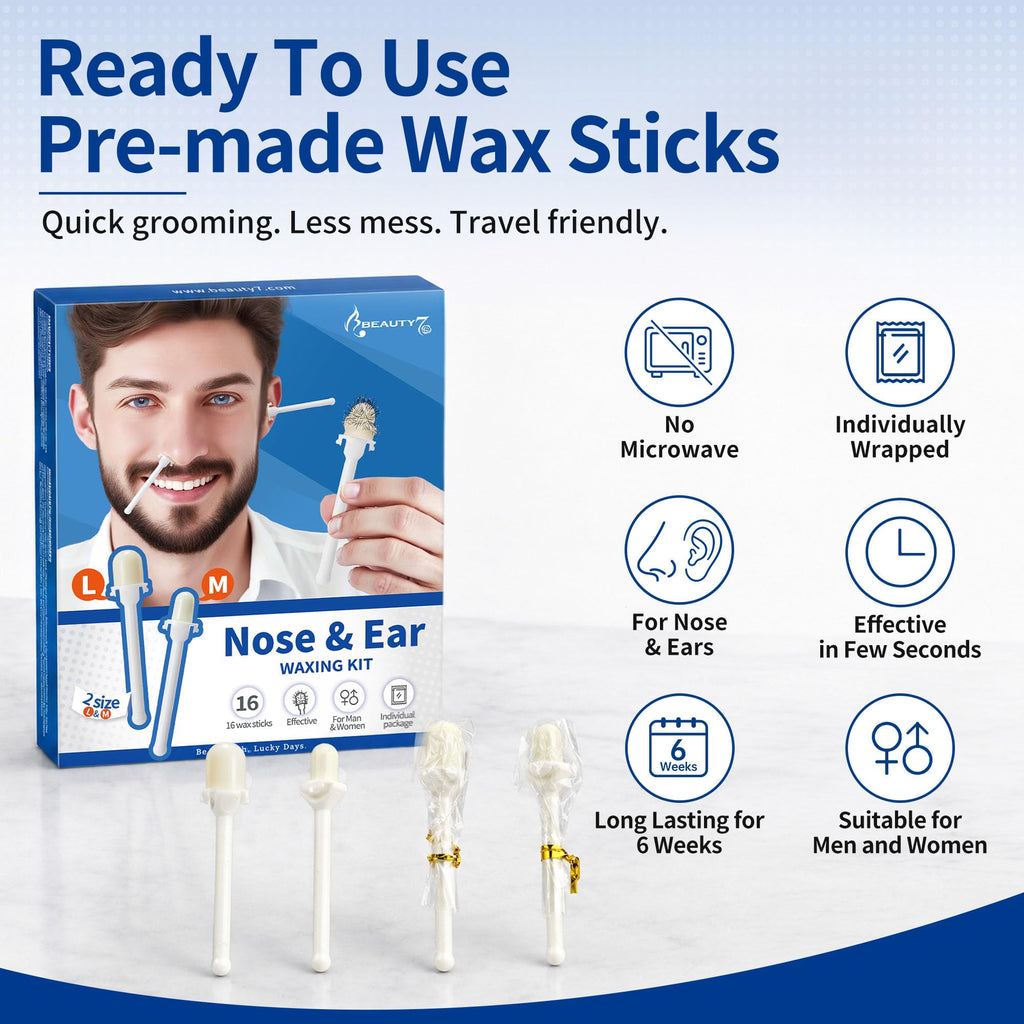 Beauty7 Nose Wax, Ready to Use Waxing Sticks- 16 Counts