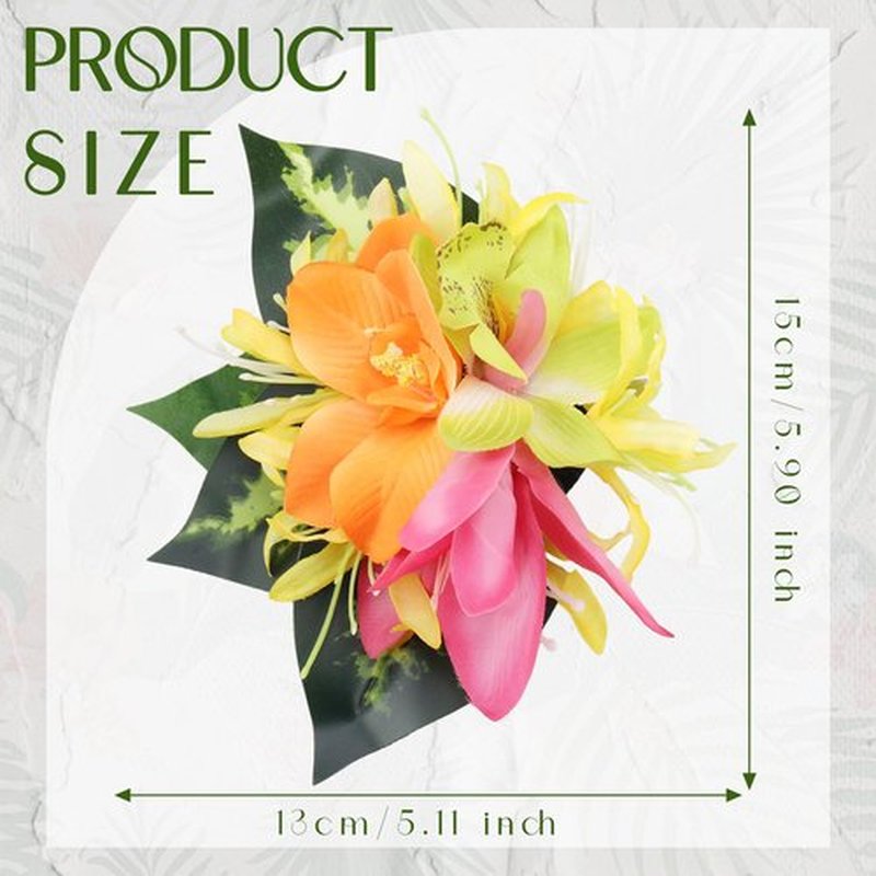 Hawaiian Flower Hair Clips for Women - 2 PCS Artificial Tropical Orchid Hairpin Hawaii Floral Hair Accessories for Women Girls Leis Luau Party Costume Beach Pool Vacation Headwear Decorations