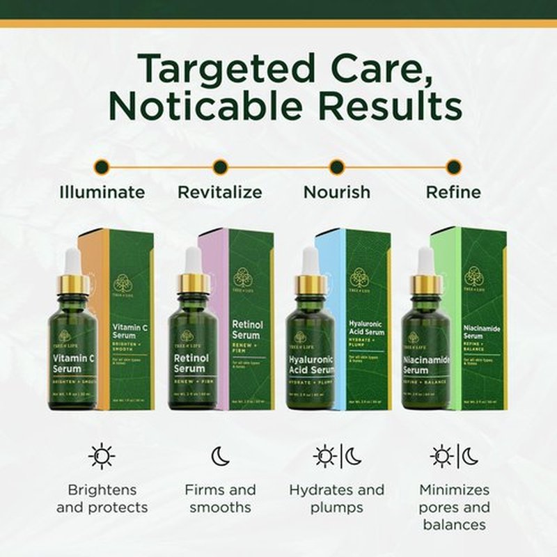 Tree of Life Beauty Vitamin C Skin Care Set, Skin Face Oil, Facial Serums for Dry and Sensitive Skin with Hyaluronic Acid & Vitamin E Soft Skin, 1 Fl Oz (Pack of 2)