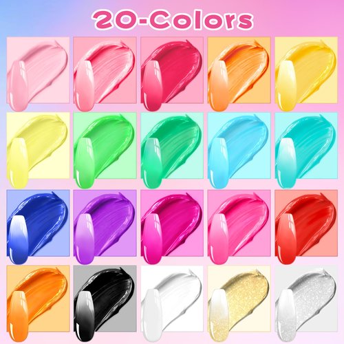 20 Colors Ombre Gel Nail Polish - Sponge Pat Painting Gel for Gradient Nails, Aura & French Manicure, Fluffy Cloud Texture with No-Wipe Glossy Finish, DIY Nail Art Kit for Beginners & Professionals
