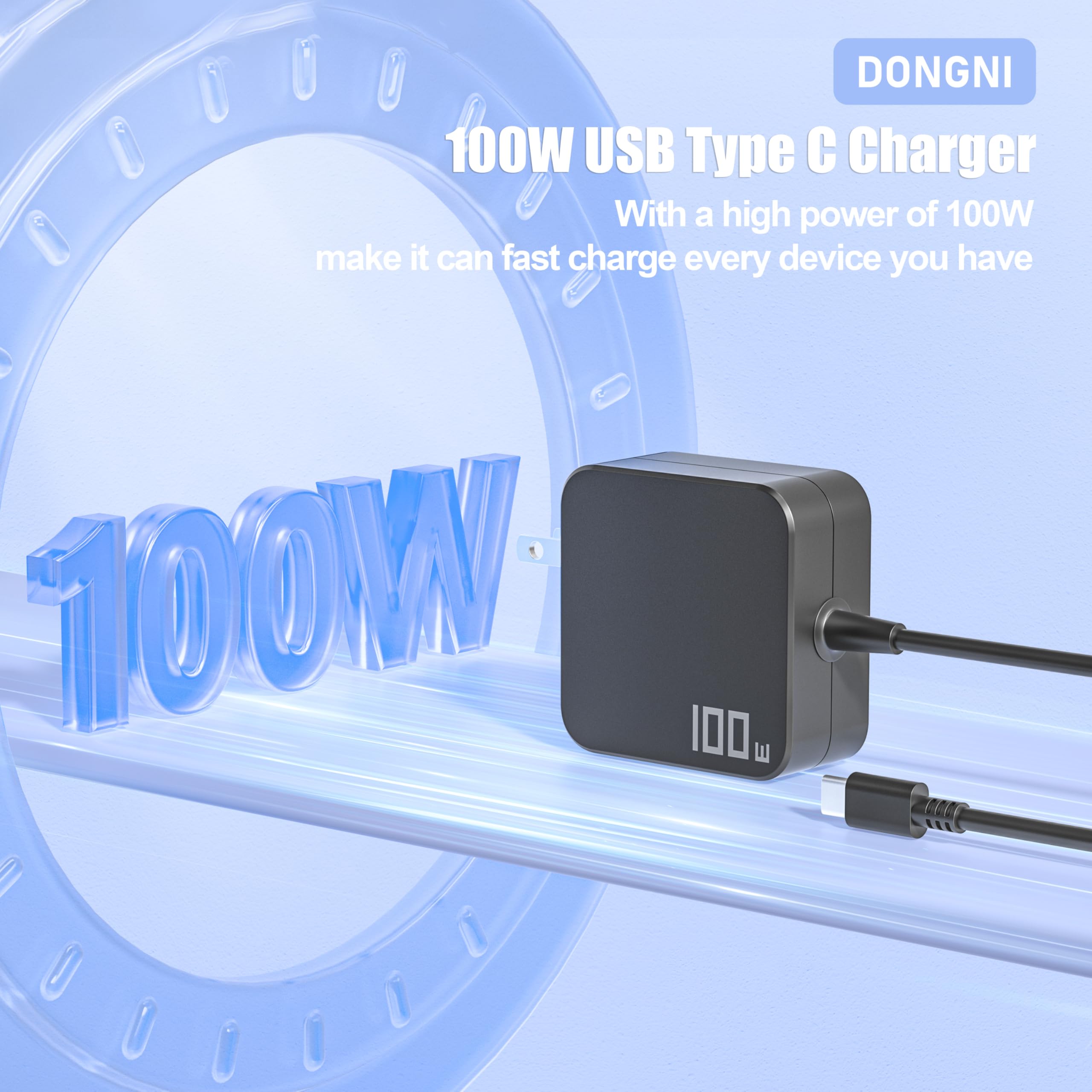 100W USB C Fast Charger Compatible with Steam Deck, Switch 2 Power Cord
