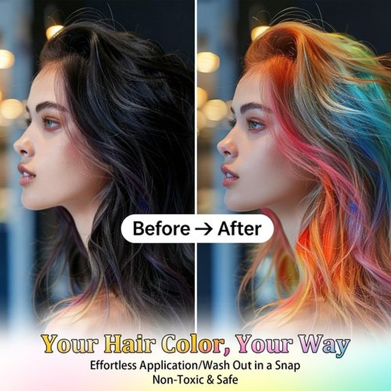 10 Colors Shiny Hair Dye Powder Set - Washable Temporary Hair Color Comb for girls with Brush Applicator, Quick Drying, Perfect for Parties & Events(10 Colors)