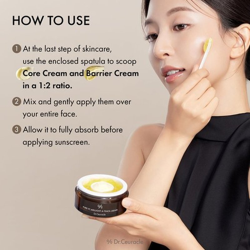 Dr.Ceuracle Pure Vitamin C Mellight A-Tinol Cream - Vitalizing Dual Moisturizer with Double Vitamins, Panthenol, Ceramide for Healthy Radiant Skin (70 g / 2.46 oz.)