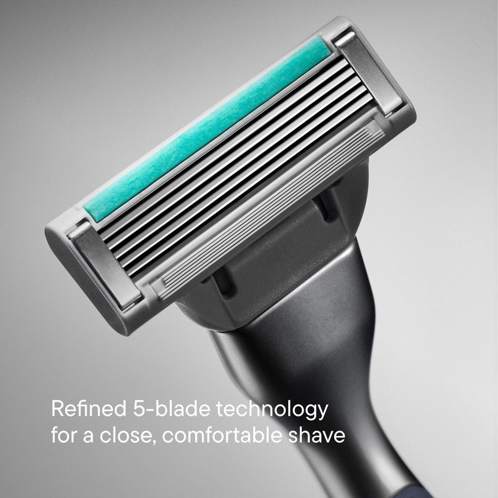 Harry's Plus Razor Shaving Kit for Men - Premium Handle and 3 Razor Blade Cartridges - Advanced Pivoting System - Clay