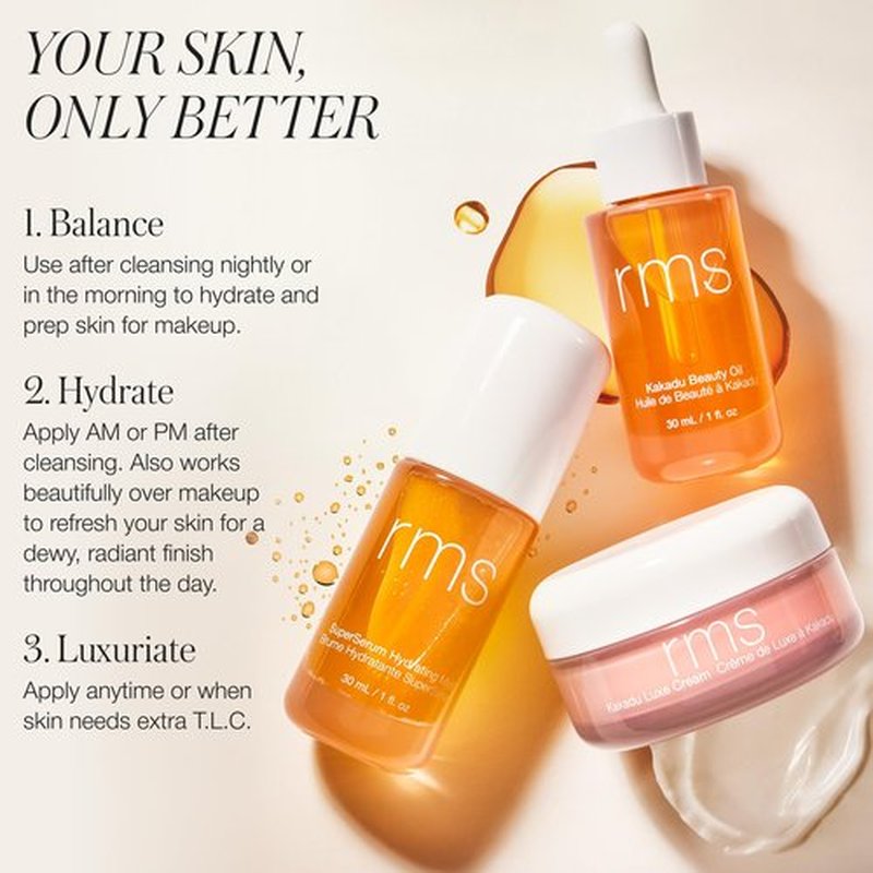 RMS Beauty Kakadu Beauty Oil – 24-Hour Hydrating Face Oil with Vitamin C – Brighter, Radiant Glow – Kind to Biome Certified – Non-Comedogenic & Fast-Absorbing – 1 fl oz