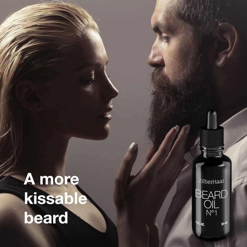 ZilberHaar Beard Oil №1 - Organic Moroccan Argan & Jojoba Oil for Hydration & Growth - 1 oz | Free Beard Comb Included