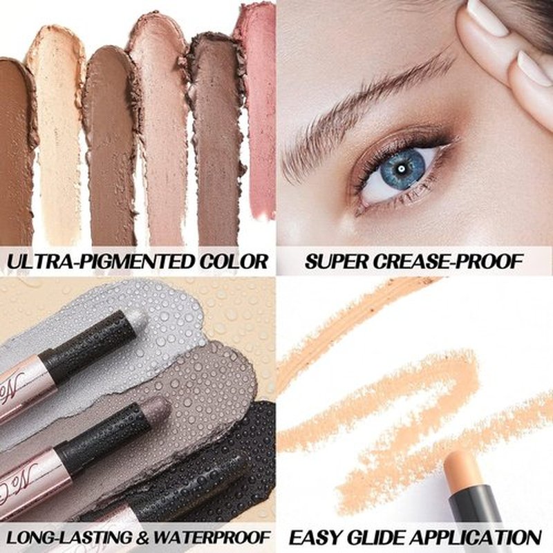 FOCALLURE No Crease Eyeshadow Stick - Creamy Matte & Shimmer Pencil | Smudge-Proof, Built-In Smudger, Paint The Town Red