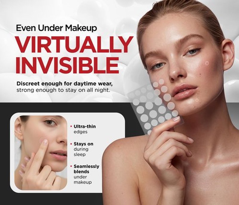 AcneEase Clear Pimple Patches with Ultra-Thin Hydrocolloid – 300 Cosmetic Zit Patches in 3 Sizes – Face Pimple Stickers for Daily Use