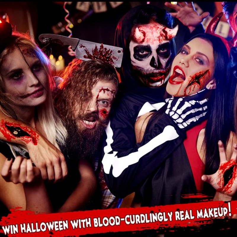 Halloween Fake Blood Makeup Kit, Blood Spray 2.1oz + Dripping 2.1oz + Coagulated 1.41oz(3PCS), Washable Realistic SFX Makeup for Cosplay, Clothes, Vampire, Zombie, Scary Clown