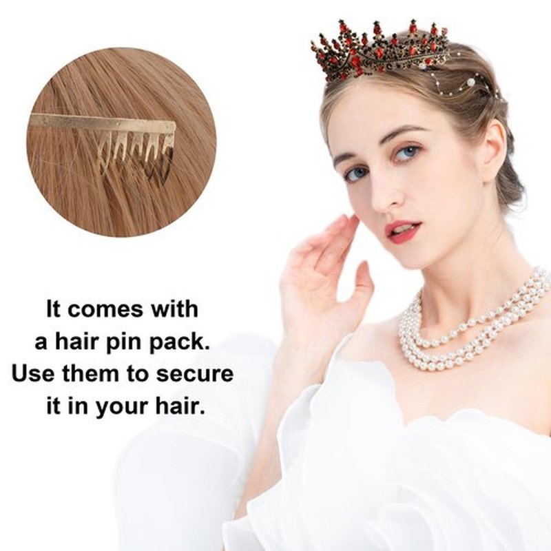 COCIDE Black & Red Crowns for Women Gothic Tiaras for Women Queen of Hearts Crown Accessories Costume Halloween Cosplay Princess Birthday Pageant Bride Headpieces